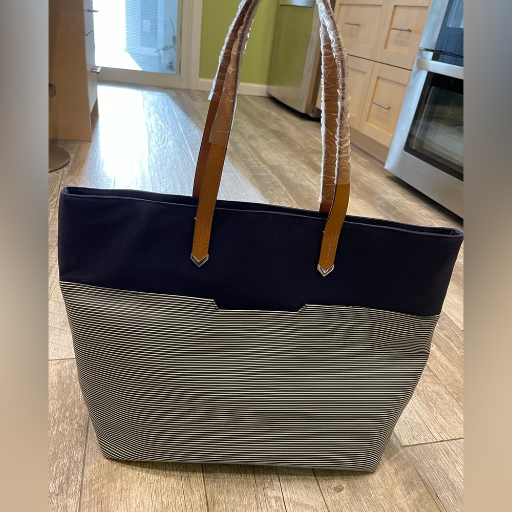 Stella & Dot Navy Striped Breton Hudson Tote - New